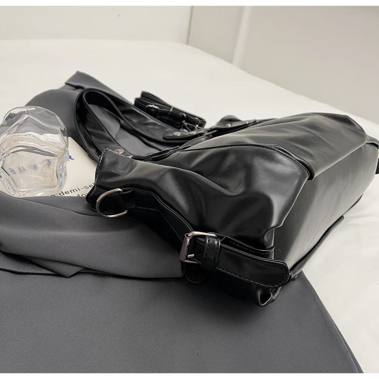Large Capacity PU Shoulder Bag Rivet Buckle Thread Solid Casual Tote Crossbody Bag 2025 Hot Sale Bags for Women Bolsas Femininas