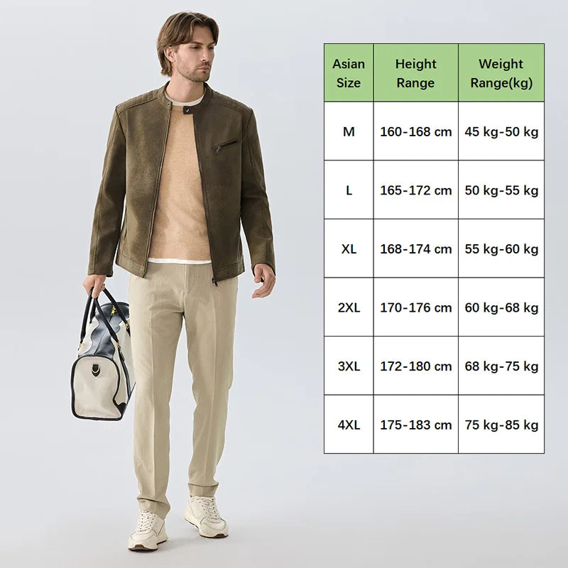 Men's PU Leather Jacket Faux Fur Leather Jacket Thickened Plush Autumn Winter Warm Leather Jacket High-End Business Leather Coat