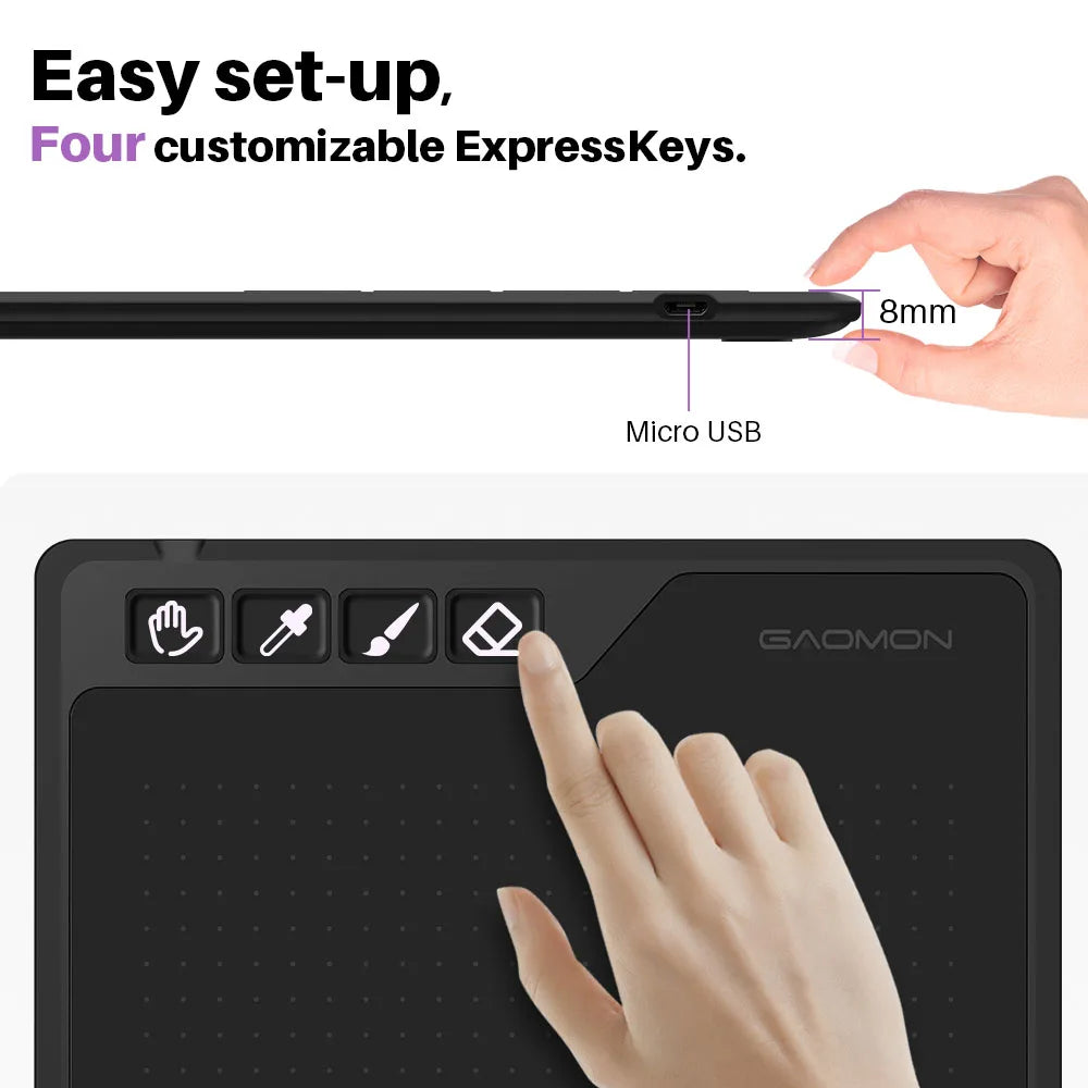 Gaomon S620 Digital Tablet 6.5x4 Inch Portable Thin Graphics Tablets for Drawing Playing OSU, Easy Android Phone Connection