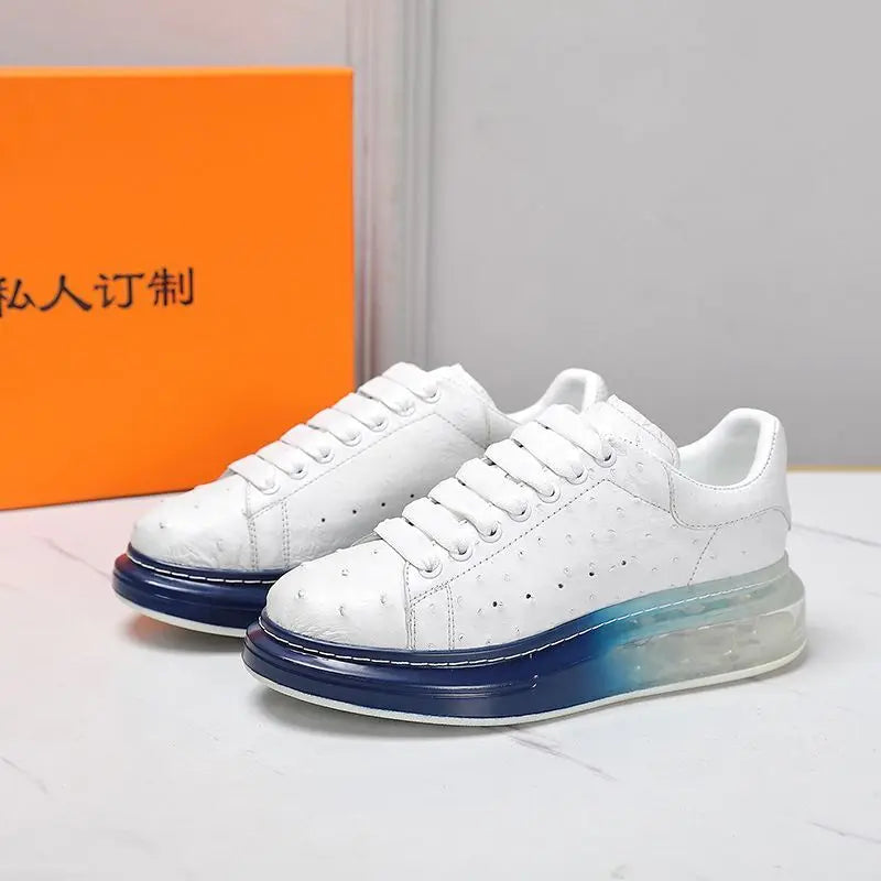 New Fashion Thick Sole Little White Shoes Autumn Winter Ostrich Leather Suede Couple Casual Board Walking Loafers Oxford Sneaker
