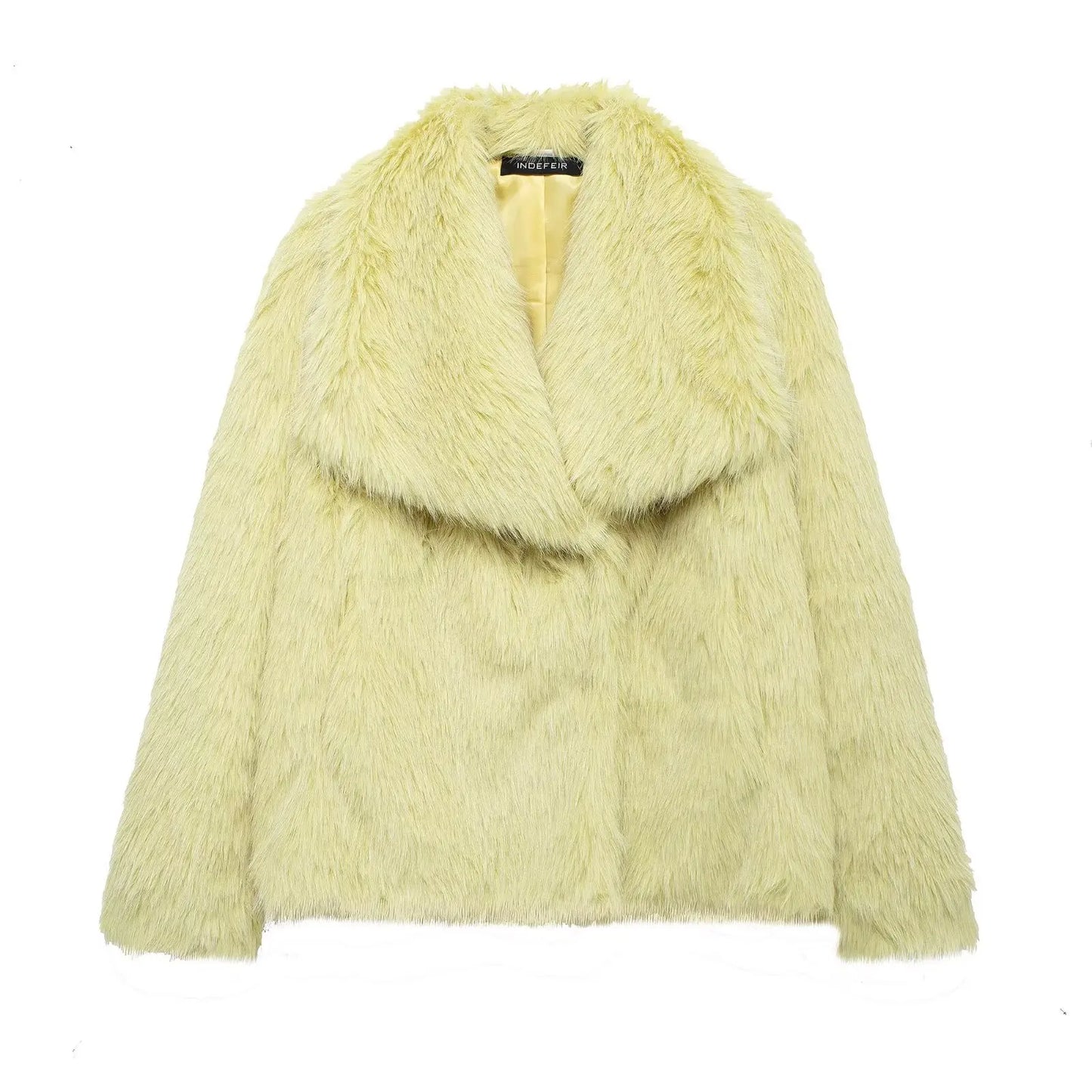 HH 2025 Winter Coats For Women New Artificial Fur Effect Loose Cropped Coat Female Versatile Streetwear Women's Cardigan