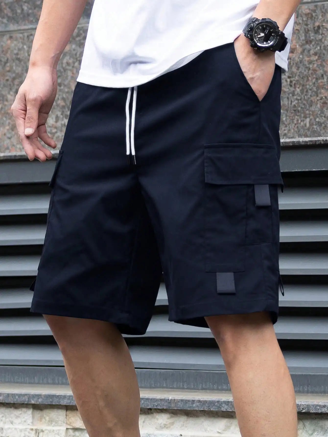 Men's Casual Drawstring Cargo Shorts For Daily Wear Street Fashion