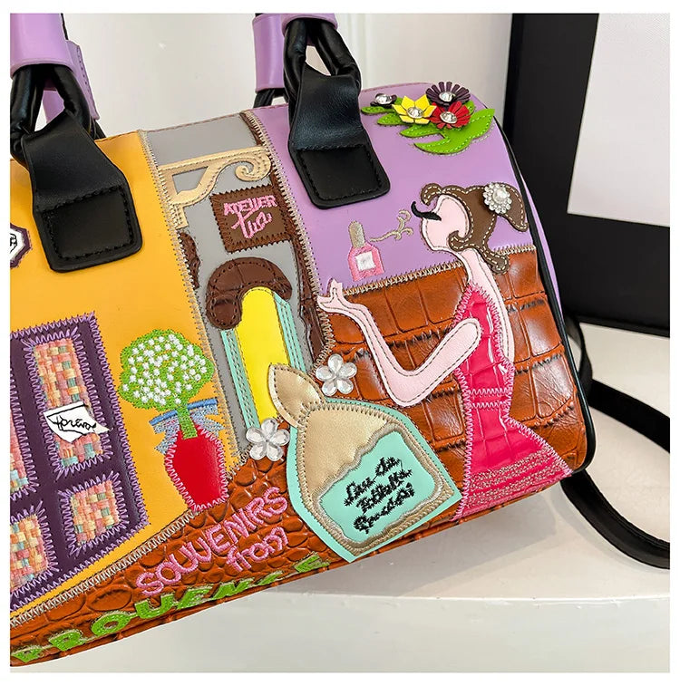 Design Patchwork Zipper 2026 Hot Sale Women's Bags Retro High Quality Women's Bags PU New Personality Stylish Shoulder Bags