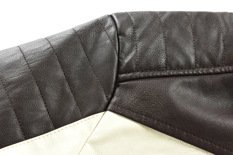 Men Slim Motorcycle Leather Jackets Casual PU Leather Coats HIgh Quality Male Stand Collar Leather Jaquetas Jackets And Coats 5X