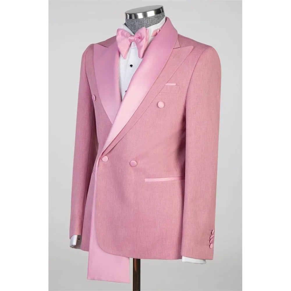 Double Breasted Men Suits Wedding Formal Party Groom Tuxedo Banquet Man Sets 2 Pieces Peaked Lapel Jacket with Pants Customized