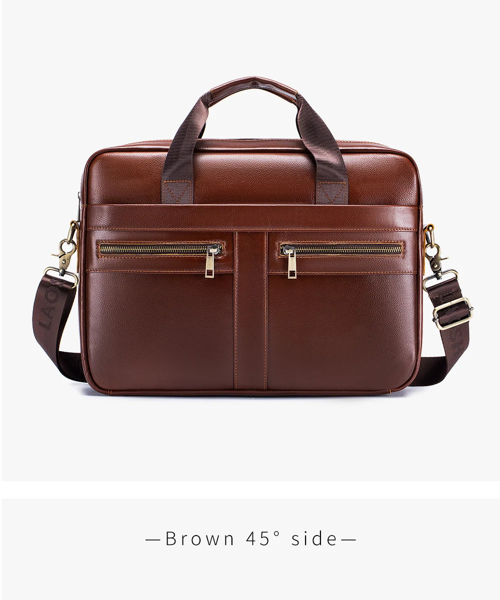 Hot Selling Men's Bags, Leather Handbags, Men's Top Layer Cowhide Briefcase, 15 Inch Computer File Bag