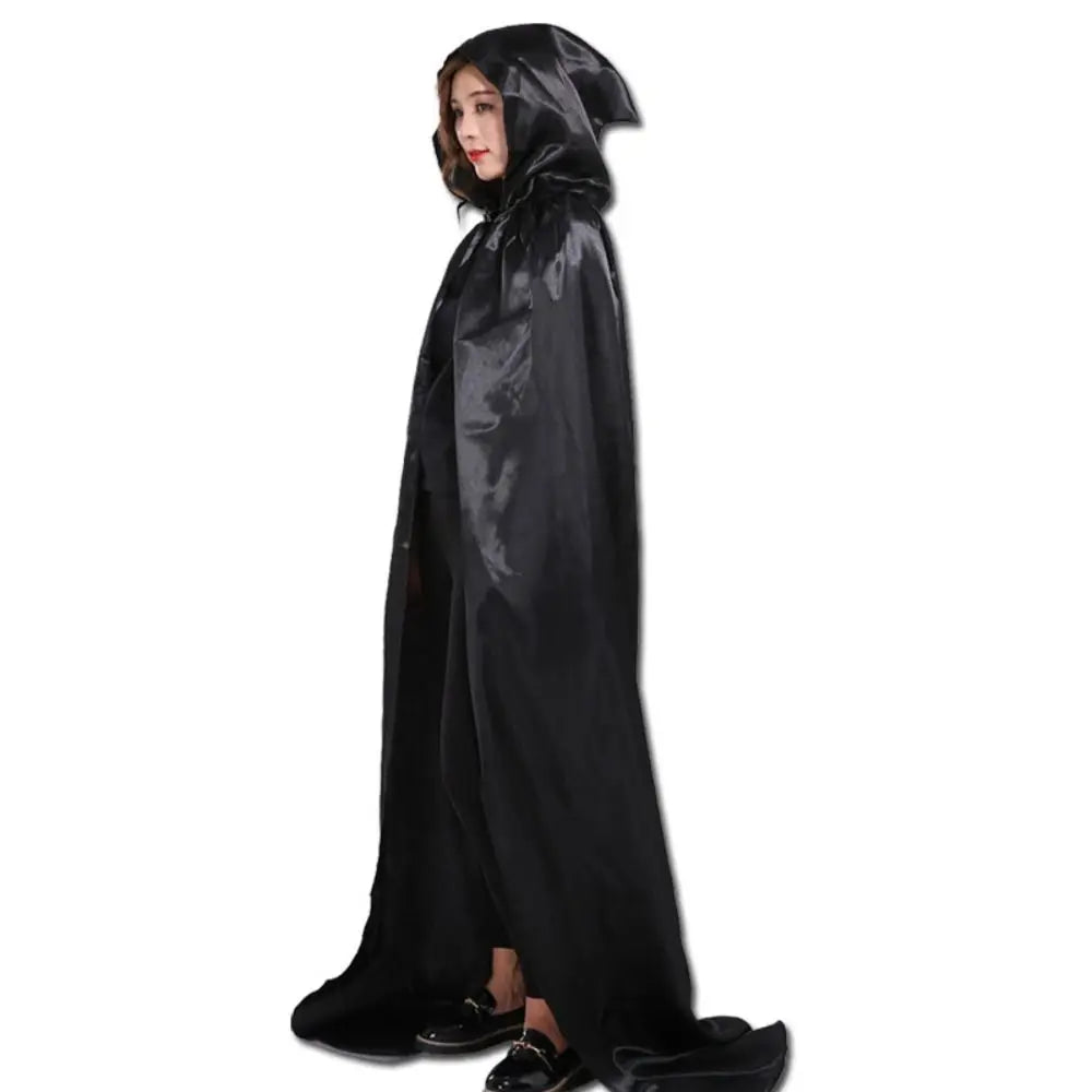 Fashion Solid Color Halloween Cloak with Big Hat Classic Grim Reaper Cloak Dress Up Hooded Cape Witch's Cloak Halloween Party