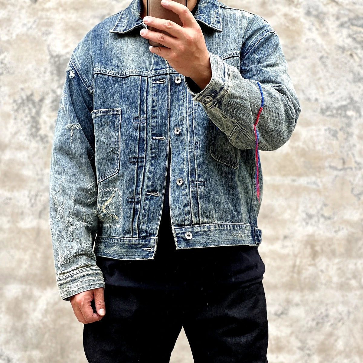 Vintage Washed Denim Jacket Loose Fit Short CleanFit Men's Jeans Coat Casual Style Button Closure Long Sleeve Cotton Jacket