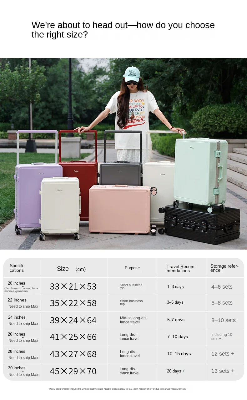 Wide Tie Rod Luggage Aluminum Frame with Durable PC Trolley Case 30 inch Multifunctional Suitcase with Large Capacity