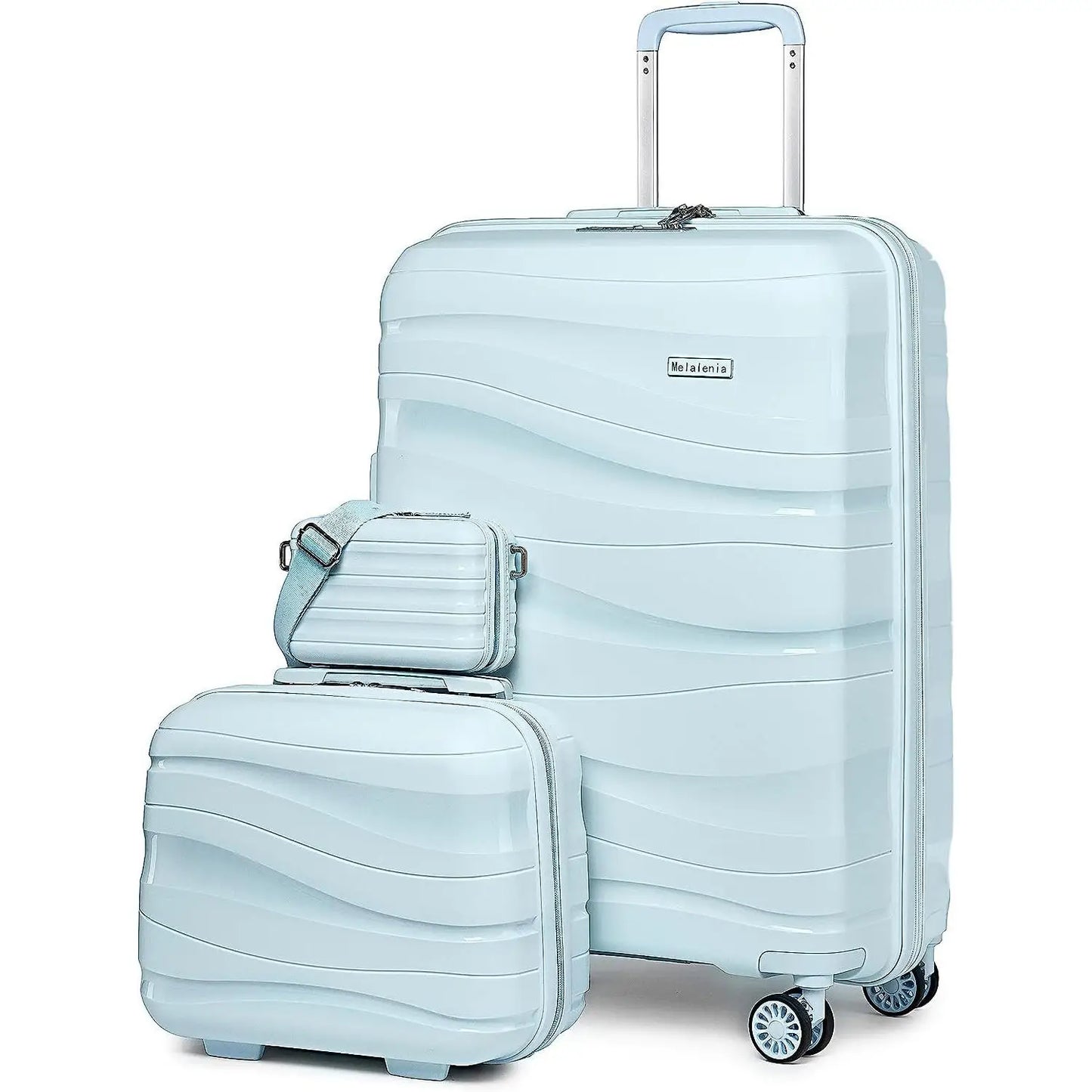 Melalenia 3-Piece Carry-on Luggage Set PP Material Suitcase with Spinner Wheels Hardside TSA Lock
