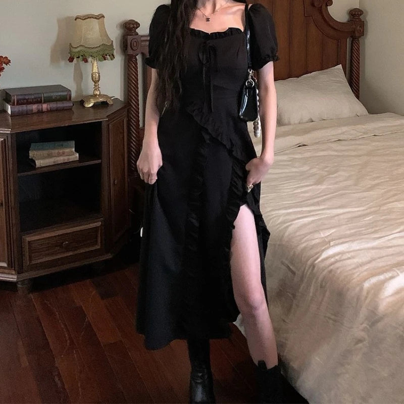 Black Dress for Women 2026 New Summer Niche Design High-end Long Skirt French Skirt