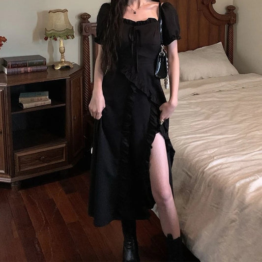 Black Dress for Women 2026 New Summer Niche Design High-end Long Skirt French Skirt