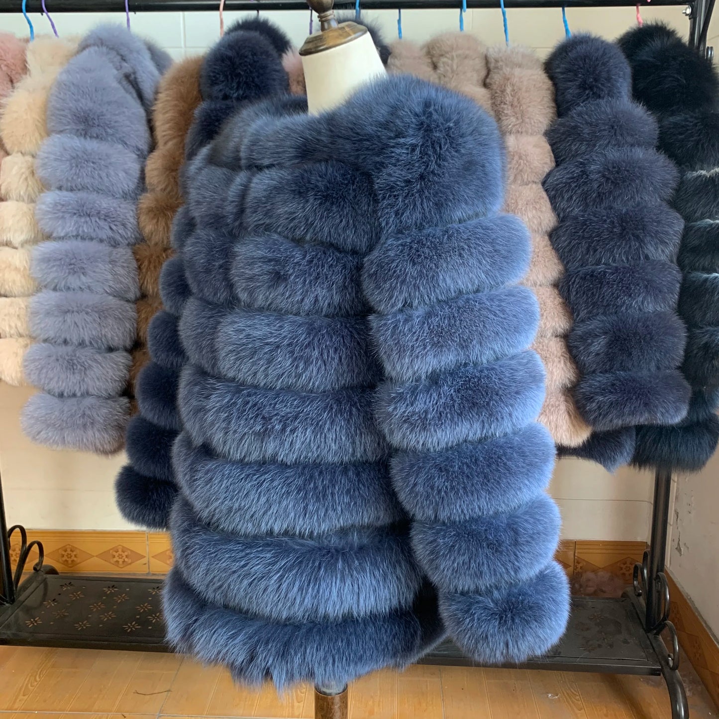 NEW Style Length Sleeves 4in1 Real Fur Coats Women Natural Real Fur Jackets Vest Winter Outerwear Women Fox Fur Coat Quality Fur