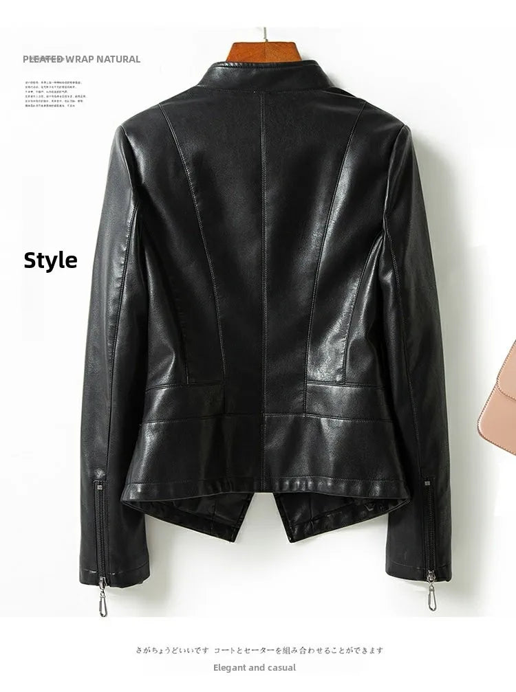 Ning Genuine Leather Jacket Women's Short Sheepskin 2026 Spring Autumn New Style Motorcycle Biker Jacket Slim Fit Korea...