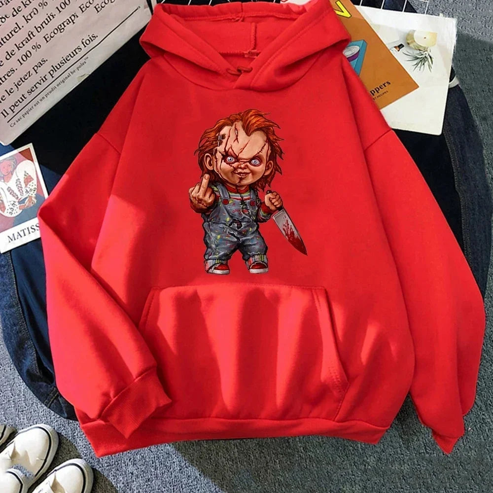 Men Fashion Hoodie Japanese Y2k Fleece Sweatshirt Pullovers Halloween Sweatshirts Men's Clothing Pullovers Horror Chucky Hoodies
