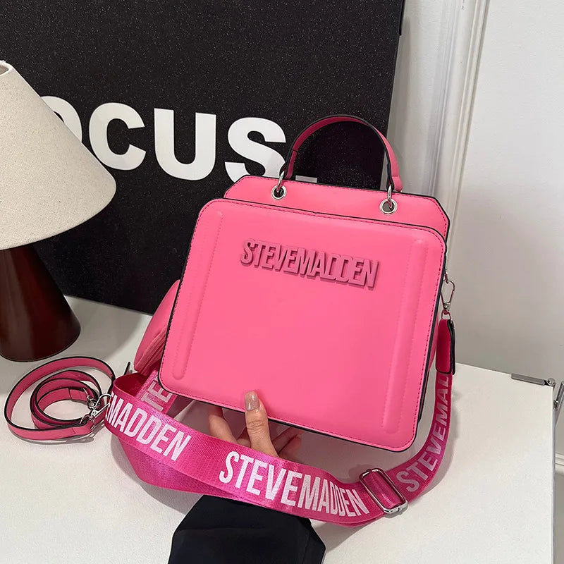 Trendy Commuter Women's Shoulder Bag Fashionable Letter Print Simple Urban Style PU Material Medium Size Zipper Opening Cross...