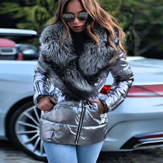 Fashionable New Style Cropped Long Sleeve Cotton Coat Down Padded Coat Women's Punk Style Thickened Other Patterned Parkas