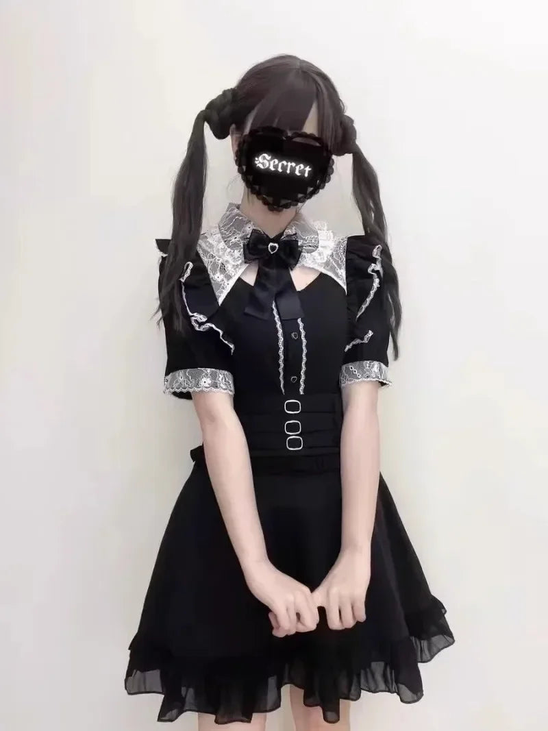Jirai Kei Cosplay Costume Lolita Dress Blouse Y2K Kawaii Japanese Style Shirt Short Sleeve Pink Sweetheart Girl Halloween Party