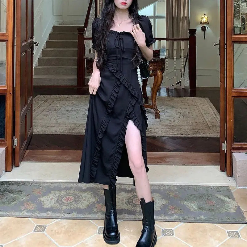 Black Dress for Women 2026 New Summer Niche Design High-end Long Skirt French Skirt