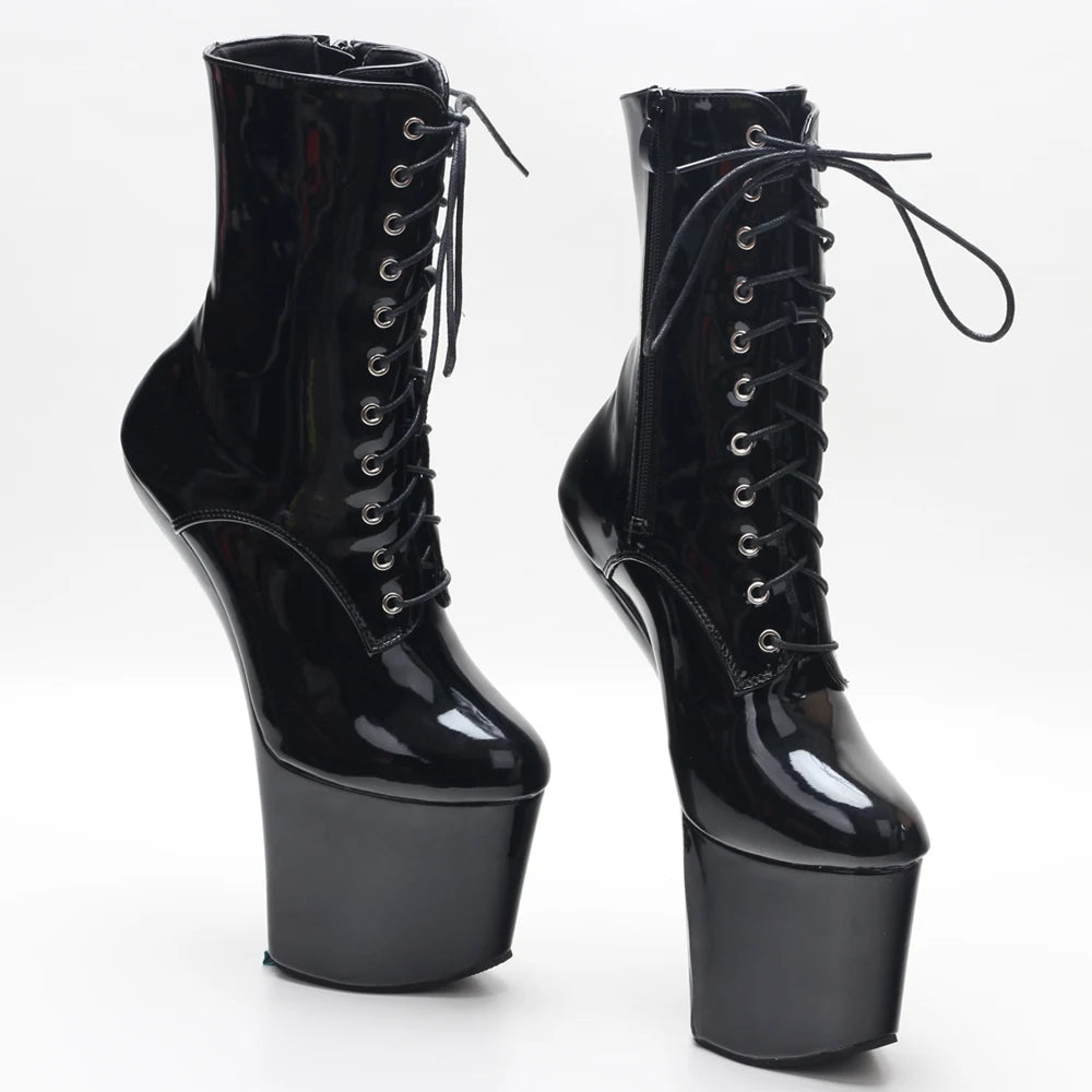 Exotic Pole Dance Platform Ankle Boots Extreme Fetish 8 Inch High Heelless Boots
