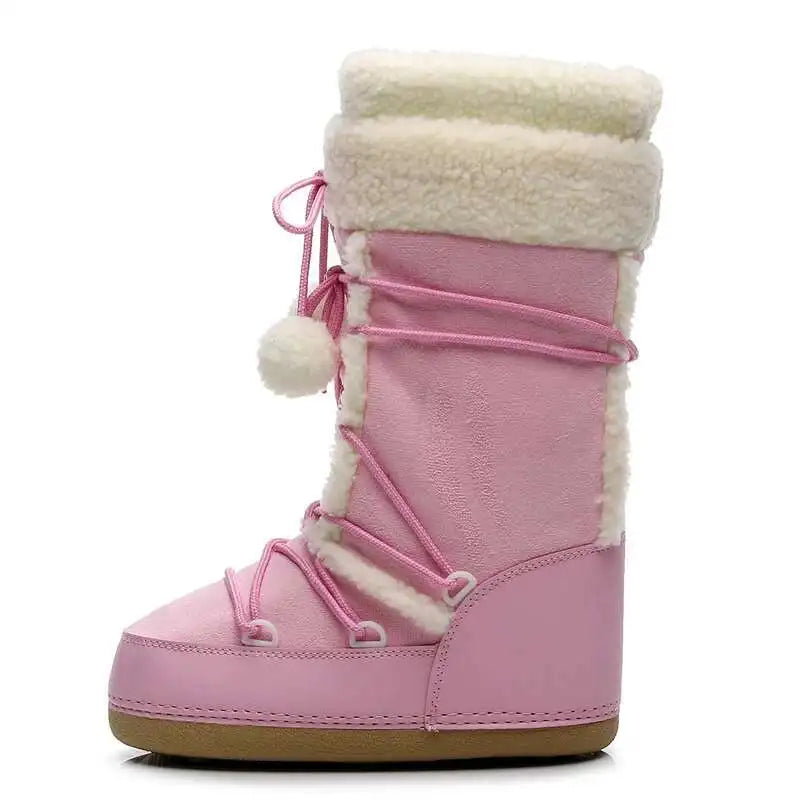 Women's Winter Boots 2026 Women Snow Boots Cold-proof Warm Mid-calf Pink Space Boots Slip-resistant Cotton Woman Winter Shoes