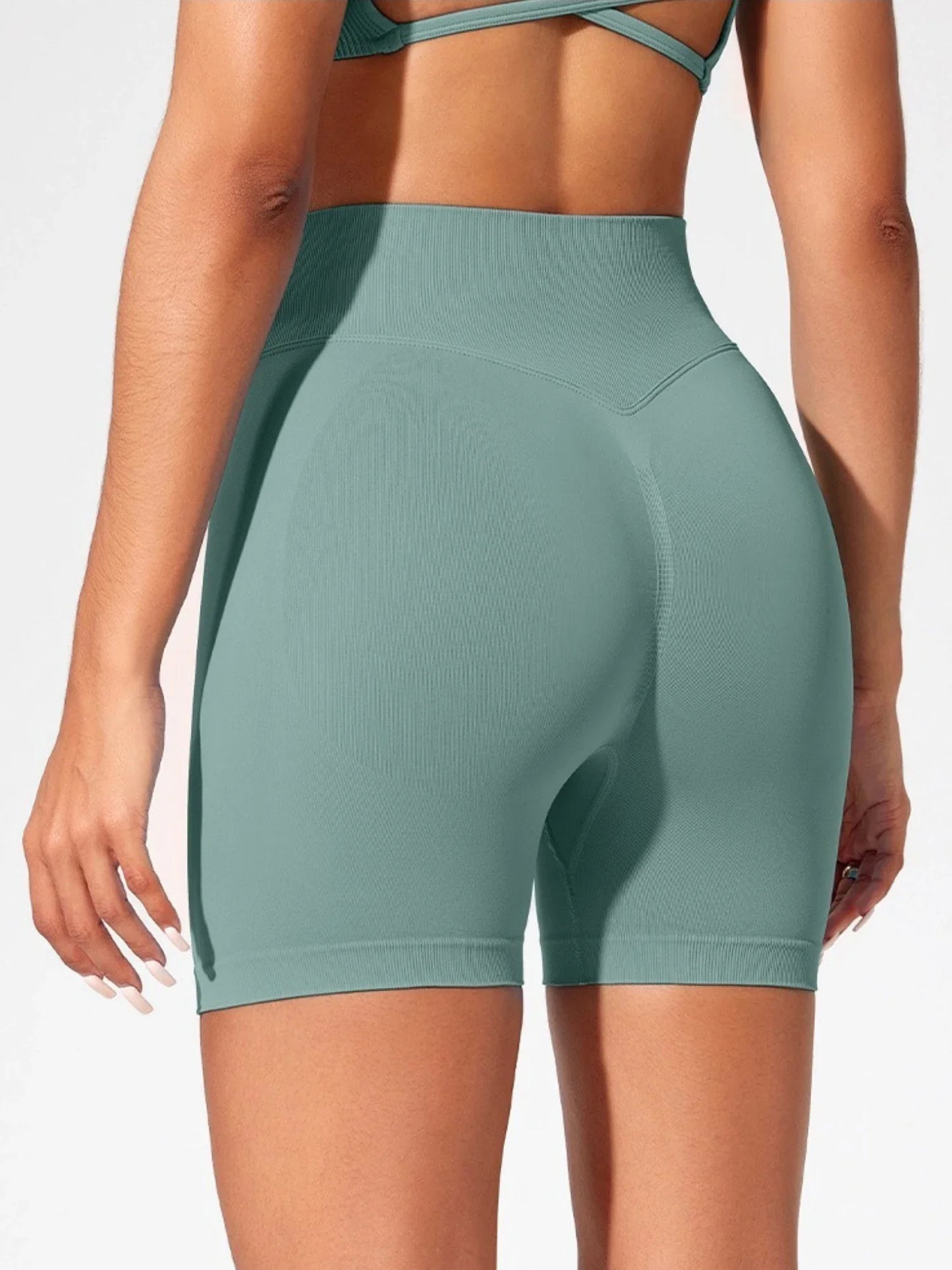 Seamless Women's Gym Yoga Exercise Pants High Waist Peach Hip Solid Color Tight Sexy Shorts Fitness Leggings