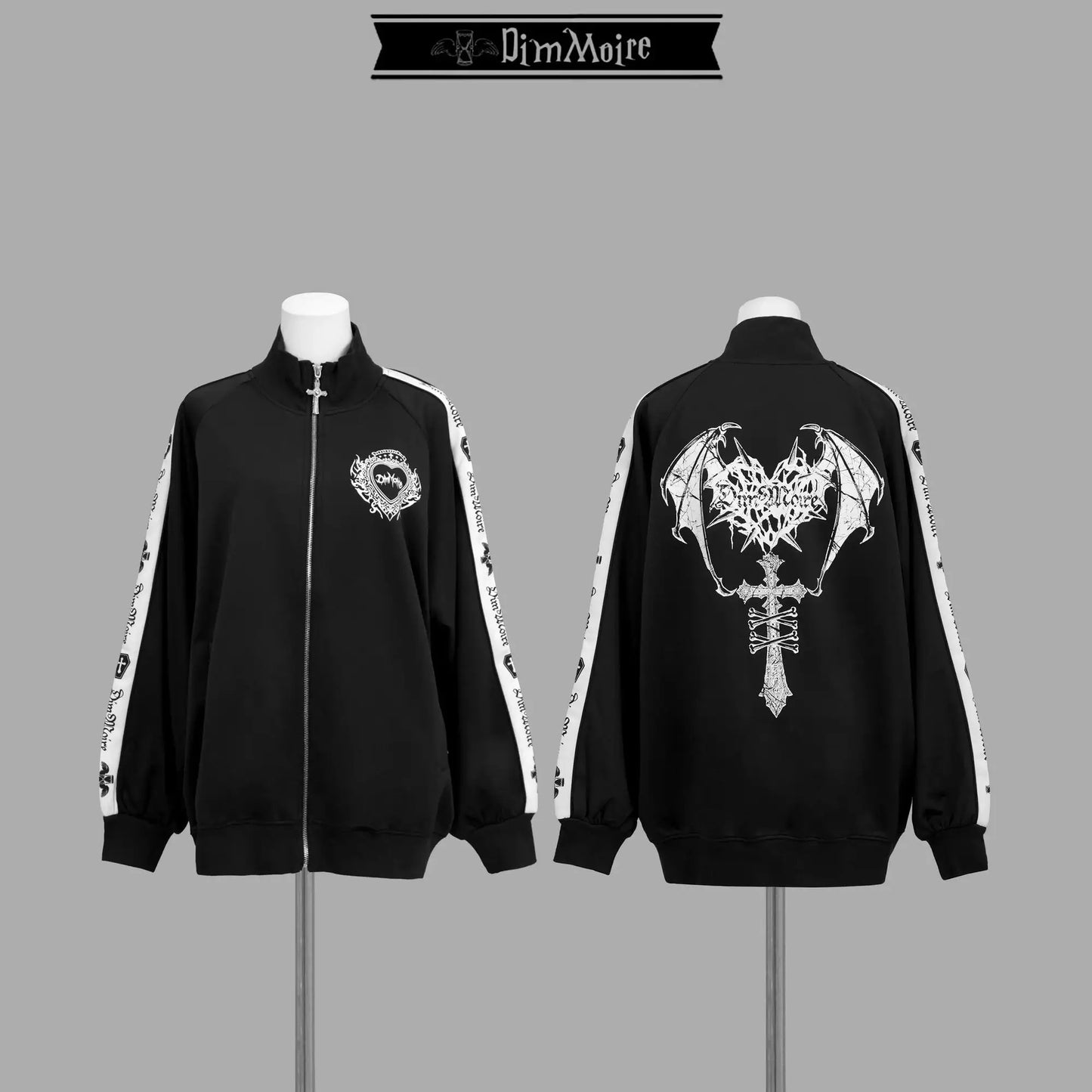 [Olmee] In Stock Jirai Kei Ryousangata Gothic Jacket Coat Outerwear Cosplay Costume Oversized Zipper Bat Cross Halloween Xmas