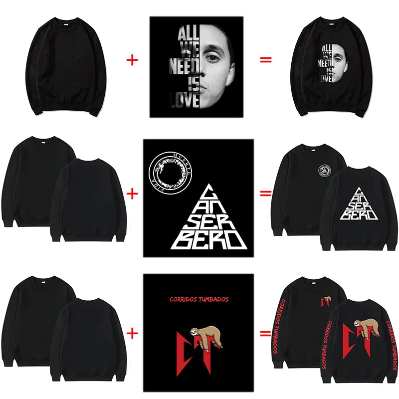 Customized Printed Men Women Round Neck Hoodies Fashiong O-Neck Loose Long Sleeve Pullover Personality Streetwear Sweatshirts