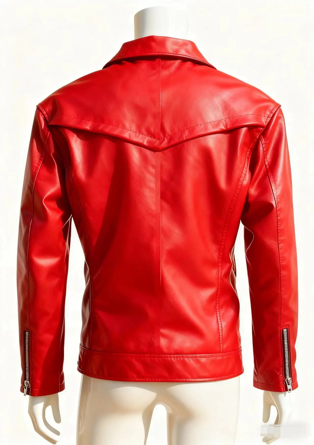 Winter and Autumn Men's Oversized Button-down PU Leather Coat with Multiple Zippers Polo Jacket, with Many Zippers