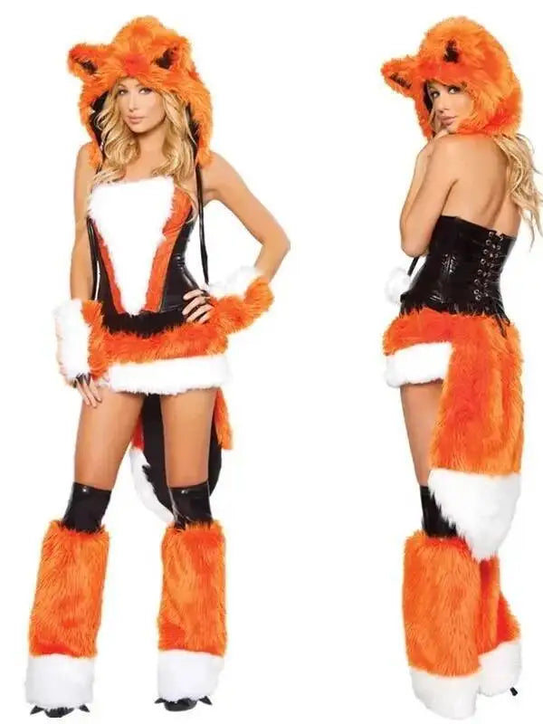 Halloween Cosplay Deluxe Plush Monster Animal Costume Adult Fox Cat Girl Cosplay Costume Halloween Costumes Women Fancy Party
