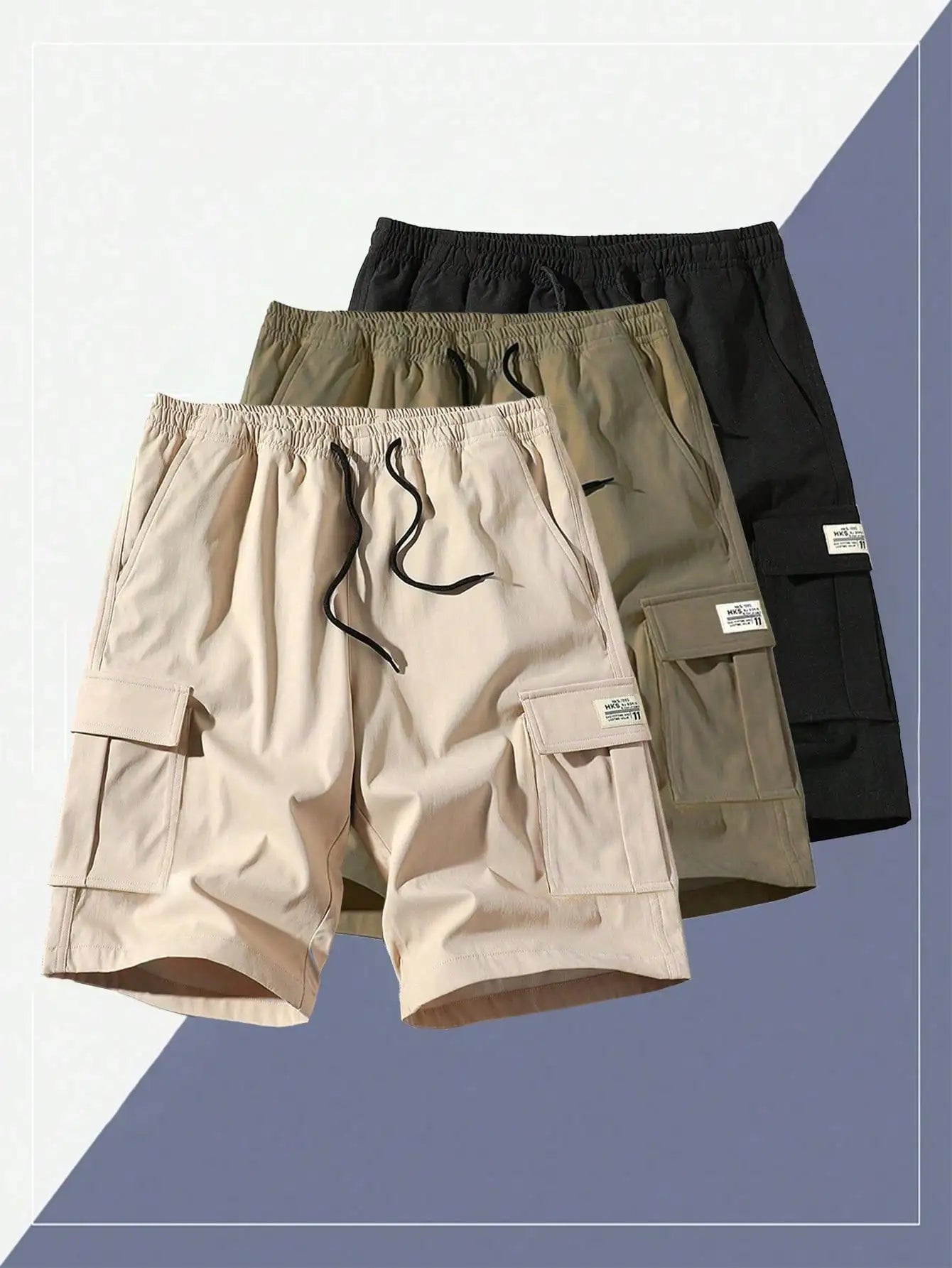 4 Pcs Men's Casual Breathable Cargo Shorts Summer Outdoor Bermuda Shorts
