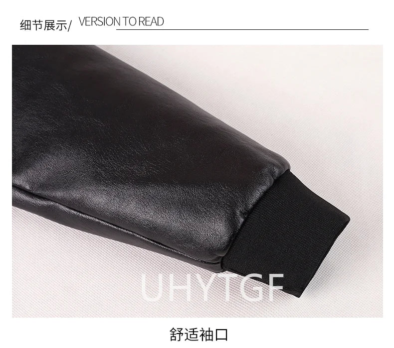 UHYTGF Fleece Winter Leather Female Quality Pu Leather Windbreaker Women Temperament Slim Warm 3XL Big Size Coat Deri Ceket 425