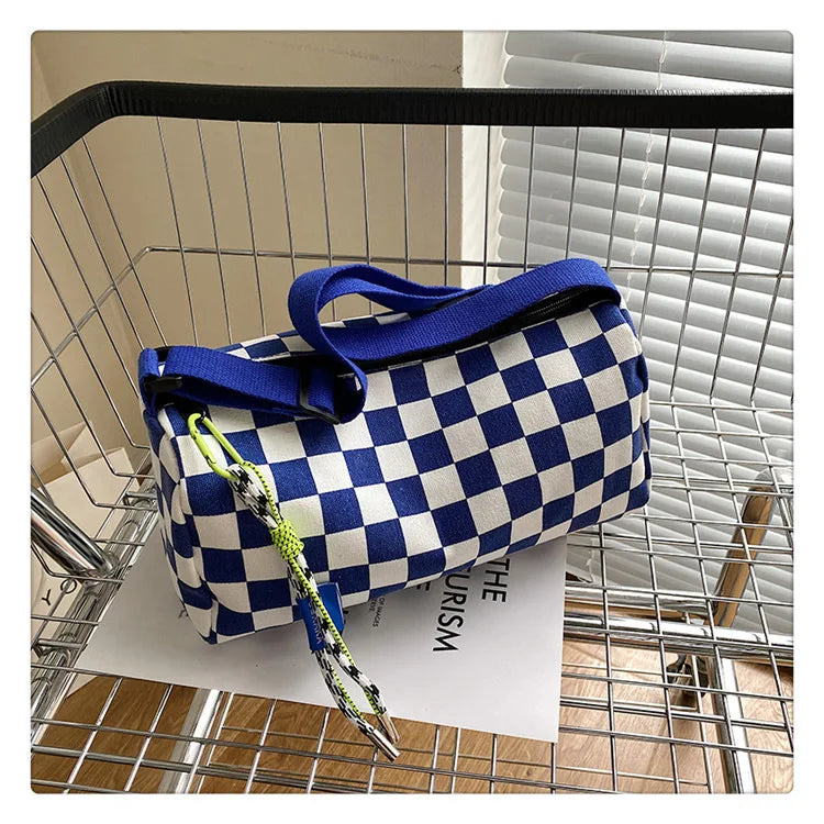 Plaid Shoulder Bag for Women Handbag CrossBorder Canvas Leisure  Fashion Bag Ladies Embroidered Han Female Pocket Purse