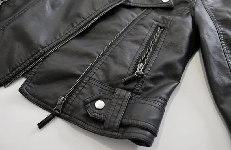 Black Faux Leather Jacket Women Y2K Retro Moto Biker Windproof Pu Leather Jackets Korean Street Cropped Outerwear Woman Clothes