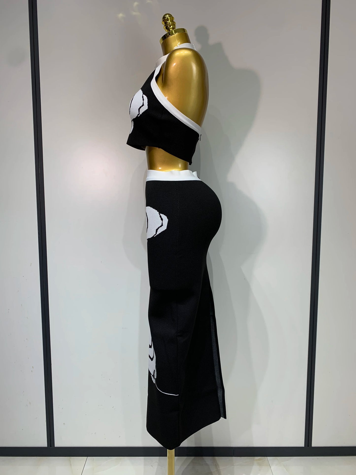 2025 New Arrival Women Sexy Halter Backless Bodycon Two Pieces Bandage Dress Nightclub Party Celebrate Birthday Elegant Dresses