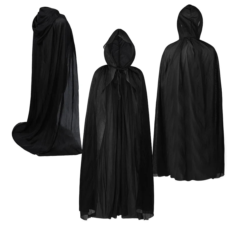 1PC Black Hooded Cloak Set Multiple Styles Halloween Cosplay Cape For Adults & Kids   Halloween Party Supplies