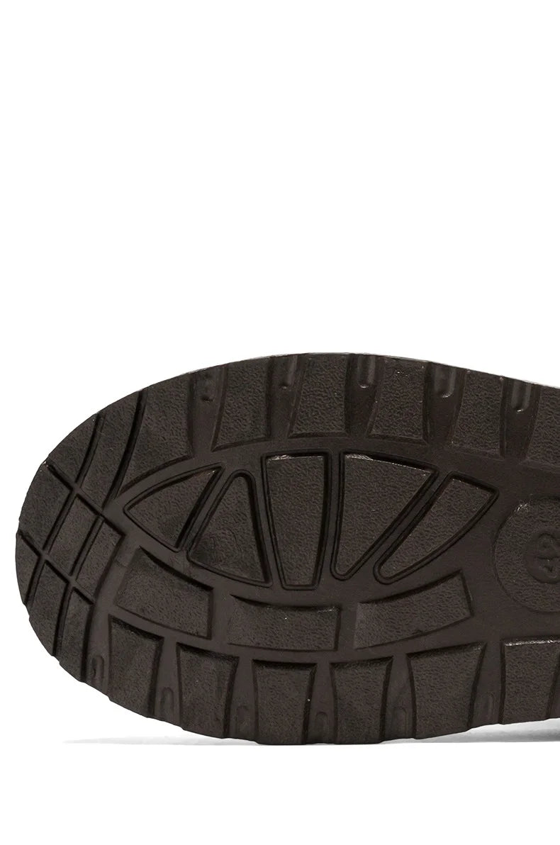 Couple Style Men's and Women's High-Top Leather Waterproof Snow Boots Plus Velvet Warm Boots and Cotton Shoes