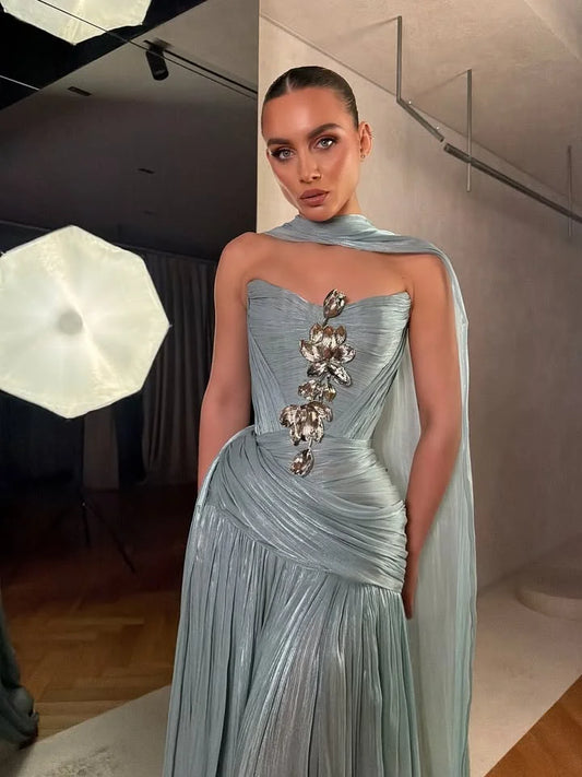 Dubai Woman Evening Dresses For Events Luxurious Satin A-Line Stylish Special Occasion Prom Gowns Customized vestido réveillon
