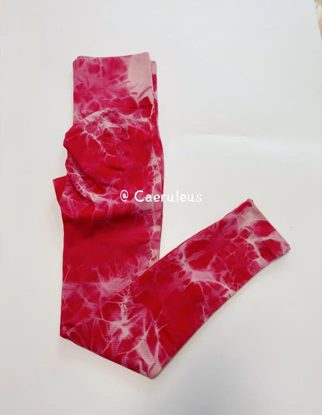 Women Tiedye Gym Leggings Push Up Seamless Yoga Pant Scrunch Sports Fitness Tights High Waist Workout Training Leggins Wholeasle