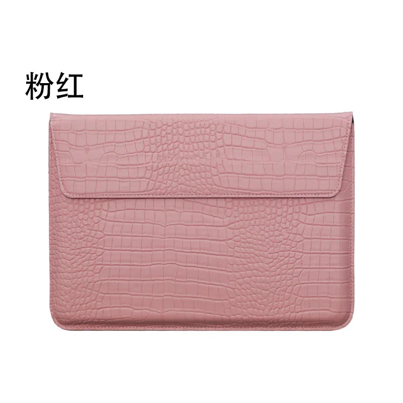 Engrave Name Crocodile Pattern Laptop Sleeve Bag Leather Luxury Waterproof Laptop Bag Fashion Notebook Computer Storage Bags