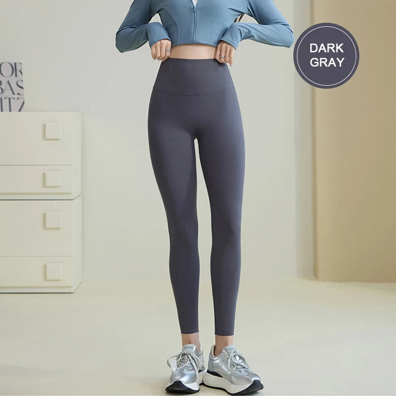 BIVIGAOS Spring Summer Back Pocket Nude Feel Sharkskin Leggings Women Fish Bone High Waist Push Up Sport Fitness Running Legging