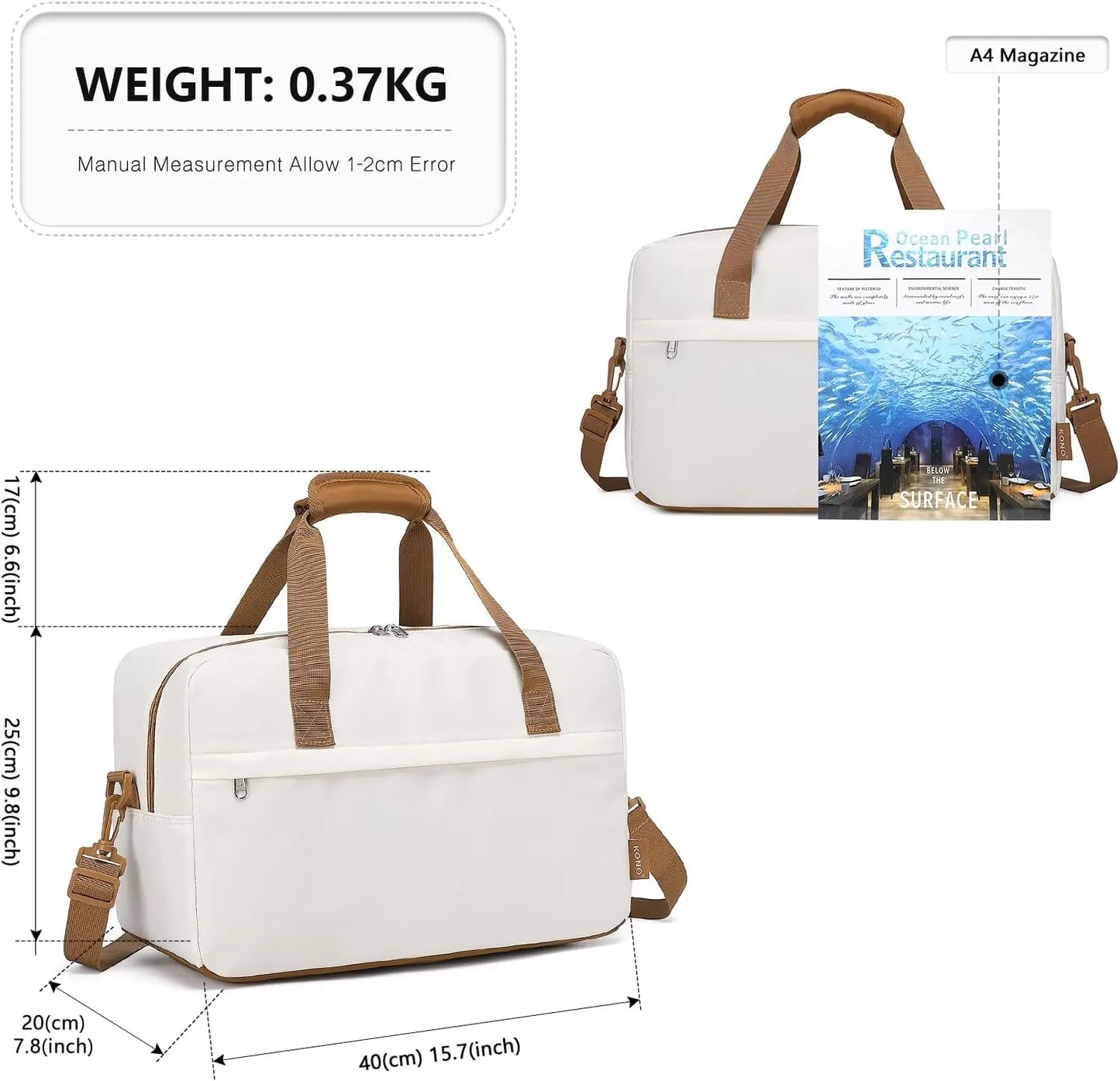 Kono 40X20X25 cm under Seat Bag m ,Lightweight Oxford Cabin Bag, Suitable for Ryanair & Easyjet