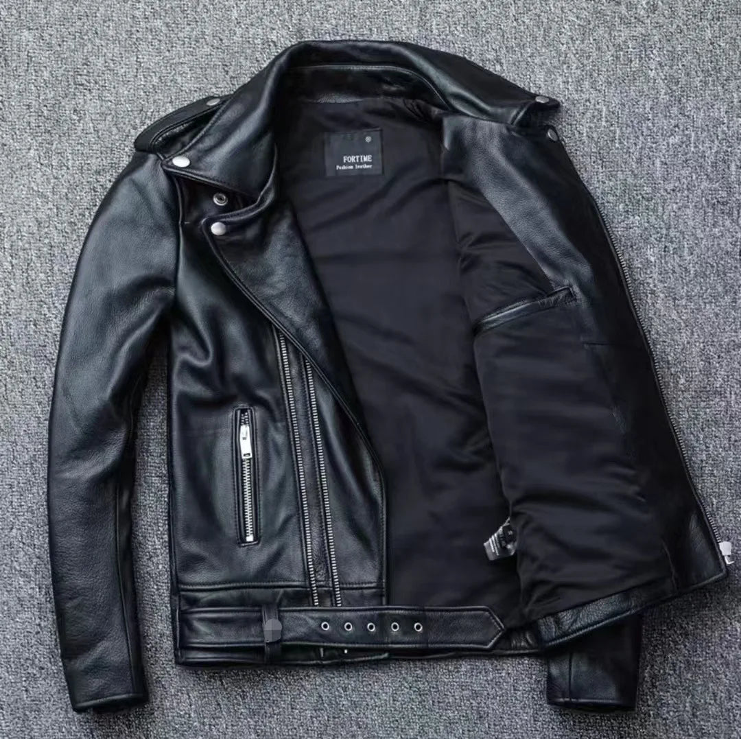 Winter and Autumn Men's Oversized Button-down PU Leather Coat with Multiple Zippers Polo Jacket, with Many Zippers