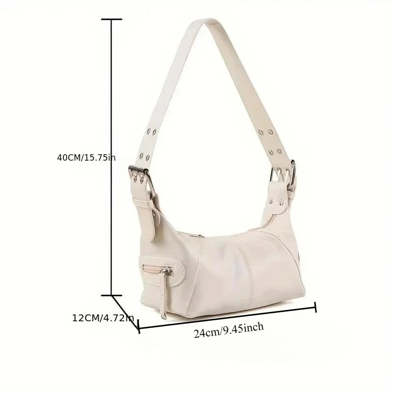 Y2K Style Shoulder Bag For Women Trendy Motorcycle Handbag Minimalist Shoulder Purse For Girls Street Wear