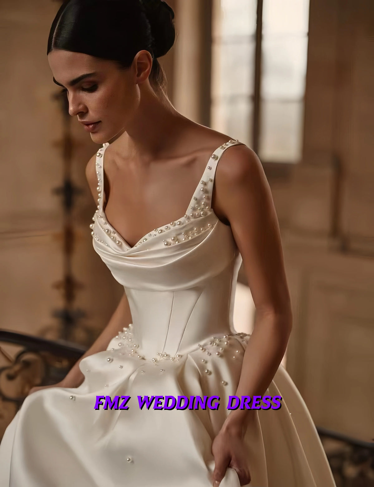 Customized elegant dress strapless sleeveless Ball Gown satin robe de mariee wedding dress vestidos de novia