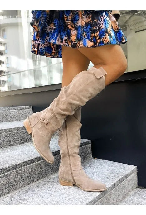 Hot Selling Retro Women Boot Large Size43Suede High Women Boot Winter Boot Women High Heel Allmach Knee Length Boots Botas Mujer