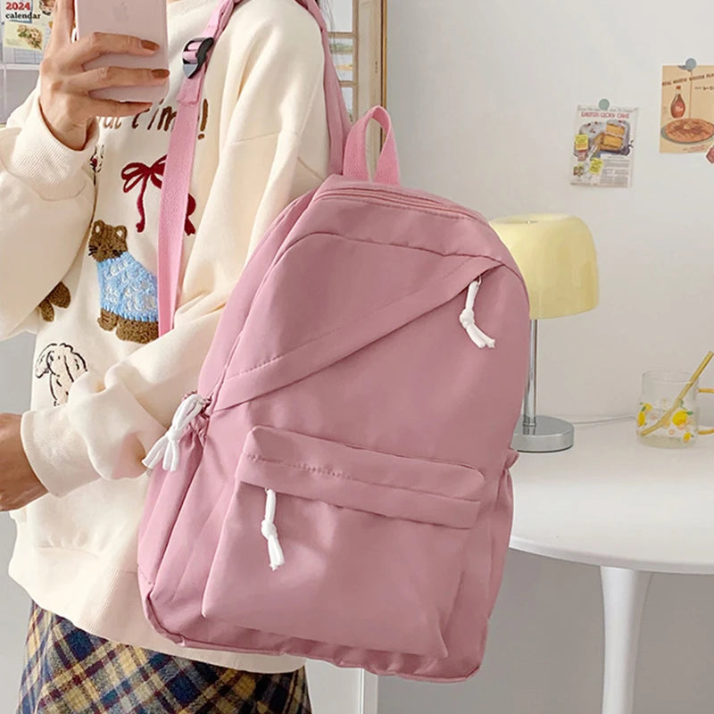School Large Capcity Nylon Solid Color Backpack Handbag Pencil Case Casual Fashion Shoulder Bag For Women