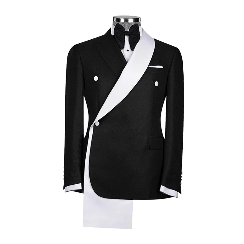 Suit Blazer Jacket Men's Black White Patchwork Suit Jacket Asymmetrical Design Blazer Stage Host Wedding Banquets Party Blazer