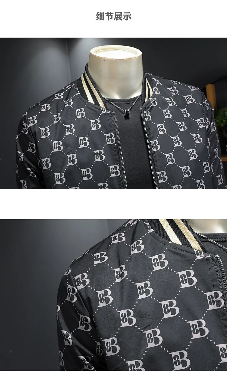 Luxury Letter Printed Baseball Jacket Men Autumn Winter Bomber Jacket Men Casual Business Windbreaker Coat Men Clothing 2025