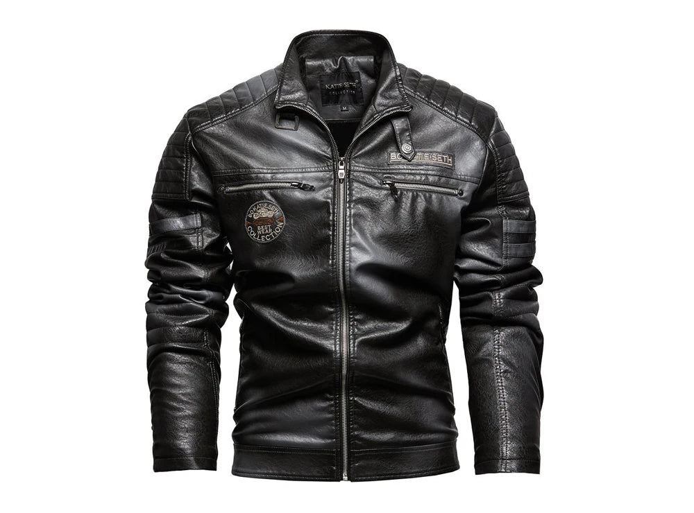 Autumn Winter Men's PU Leather Jackets Fashion Men Retro Zipper Biker Leather Coats Men Fleece Lined Warm Windbreaker Jacket 7XL